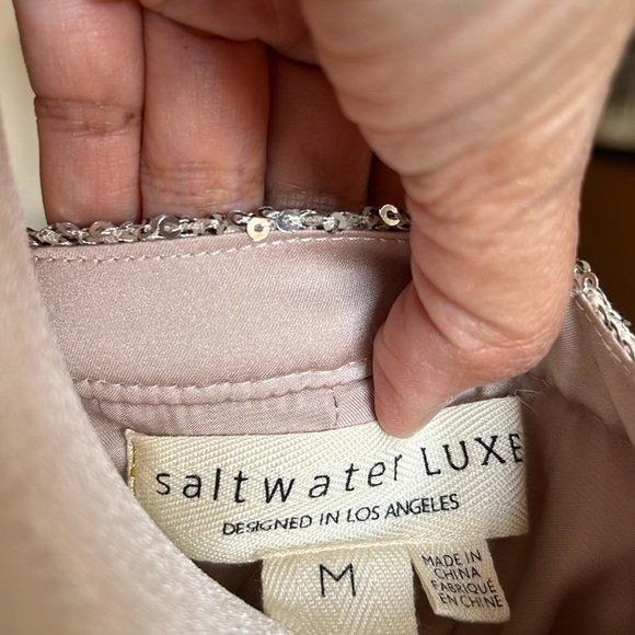 Saltwater Luxe Women Dress Large Wren Sequin Plunge Maxi Gold  size Medium - Picture 12 of 16